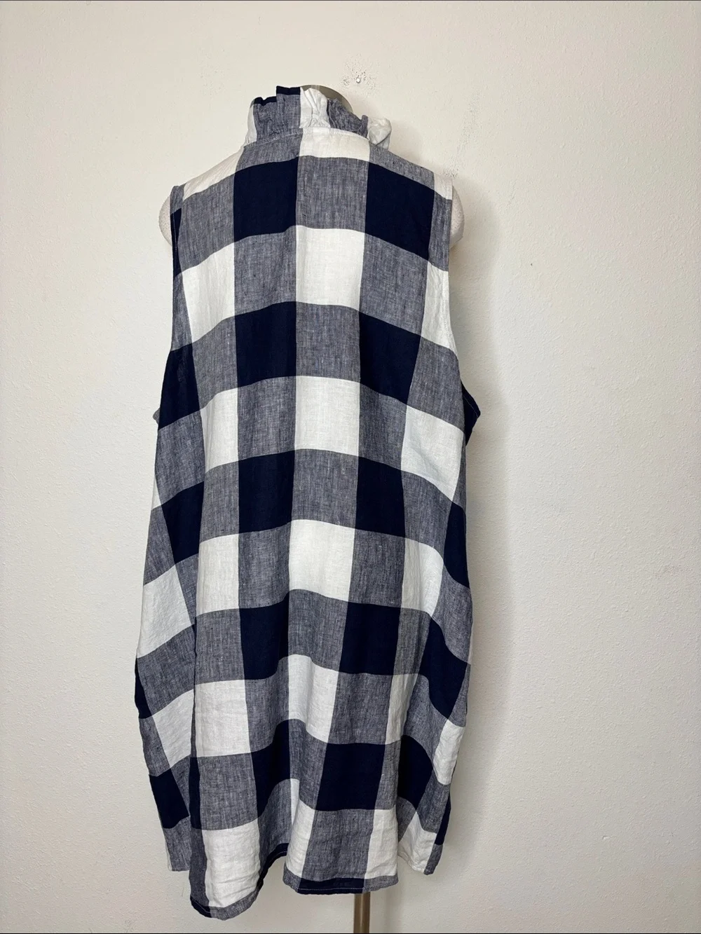 crown & ivy Navy and White Buffalo Check Midi Dress